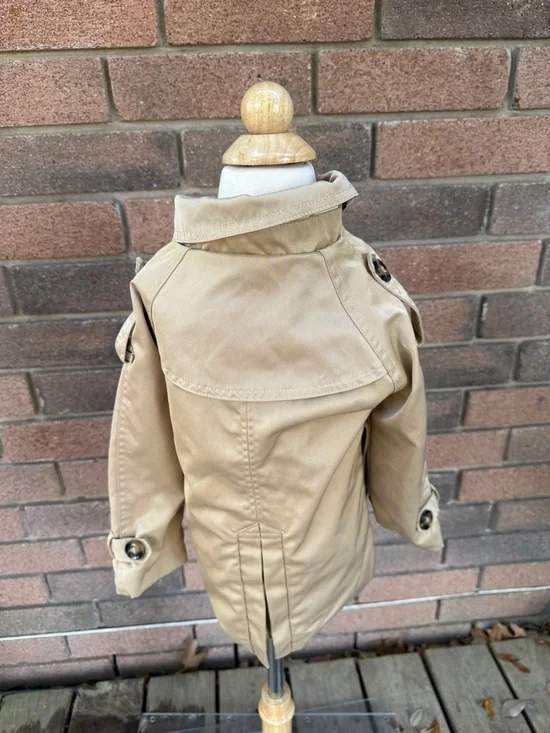 Burberry Kids Tan Double-Breasted Pea Coat Size Small - Picture 4 of 6